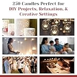 250 Pack Tealight Candles in Metal Cups - Clean, White Unscented Tealight with 3 Hour Long Burning Time - Votive Candles Bulk for Romantic Dinner, Weddings, Spa & Hotels - Image 3