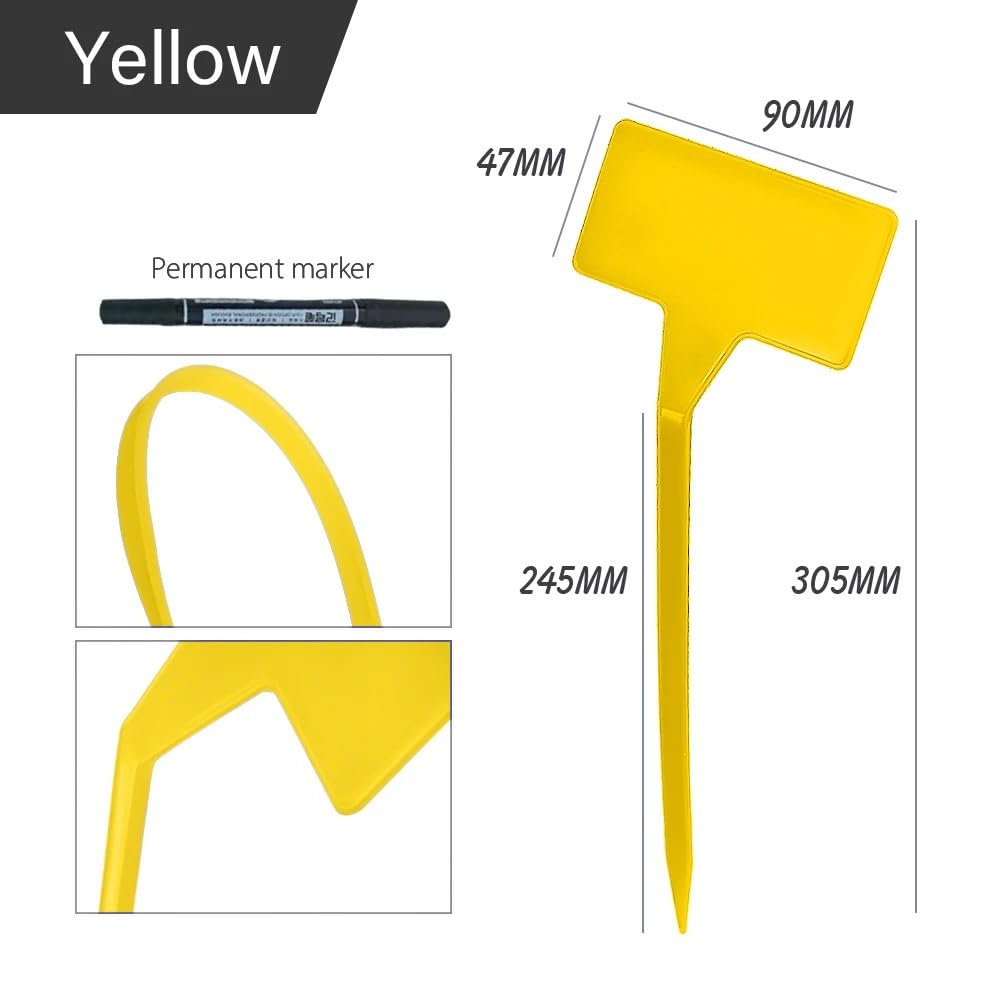 Etichette Per Piante Etichetta for piante durevoli impermeabili a forma di T in plastica da giardinaggio 31x9x4,5 cm. Cartello for piante verdi(Yellow,20PCS SET)
