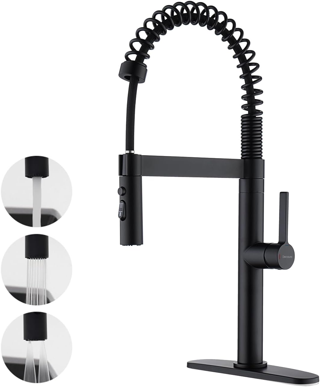 Decaura Kitchen Faucet with Pull Down Sprayer, Matte Black