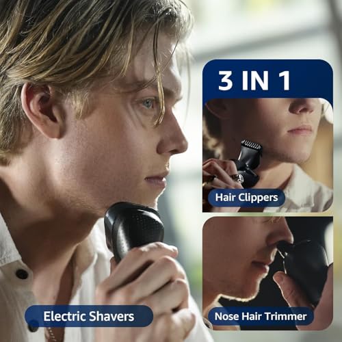 Cordless Electric Razor for Men: 3-in-1 Shaver for Beard/Nose/Sideburns - IPX7 Waterproof Travel Kit - Precision Blades & Turbo Speed - Image 4