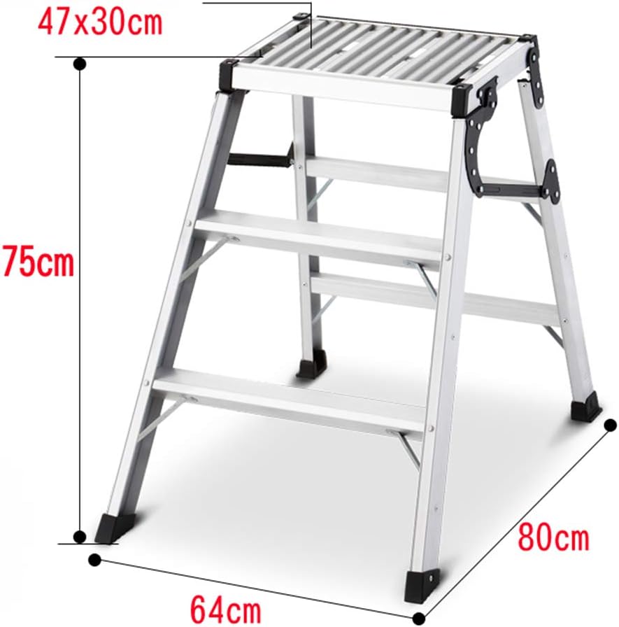 Step Stool Two-Step Ladder, Metal Non-Slip Household Ladder Multifunction Outdoor Folding Ladder Household Ladder/64 X 80 X 75Cm