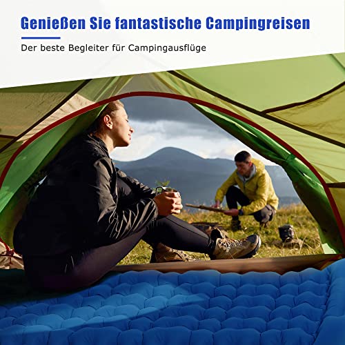 Foto von Isomatte Camping Schlafmatte mit Fußpresse Pumpe - 10cm Dick Isomatte Outdoor Luftmatratze Selbstaufblasend Langlebige wasserdichte Ultraleicht Luftmatratze für Zelte Wandern Backpacking Reisen