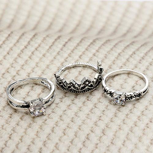 Shining Diva Fashion Oxidized Silver Stylish Rings for Women -Set of 12  (9847r)
