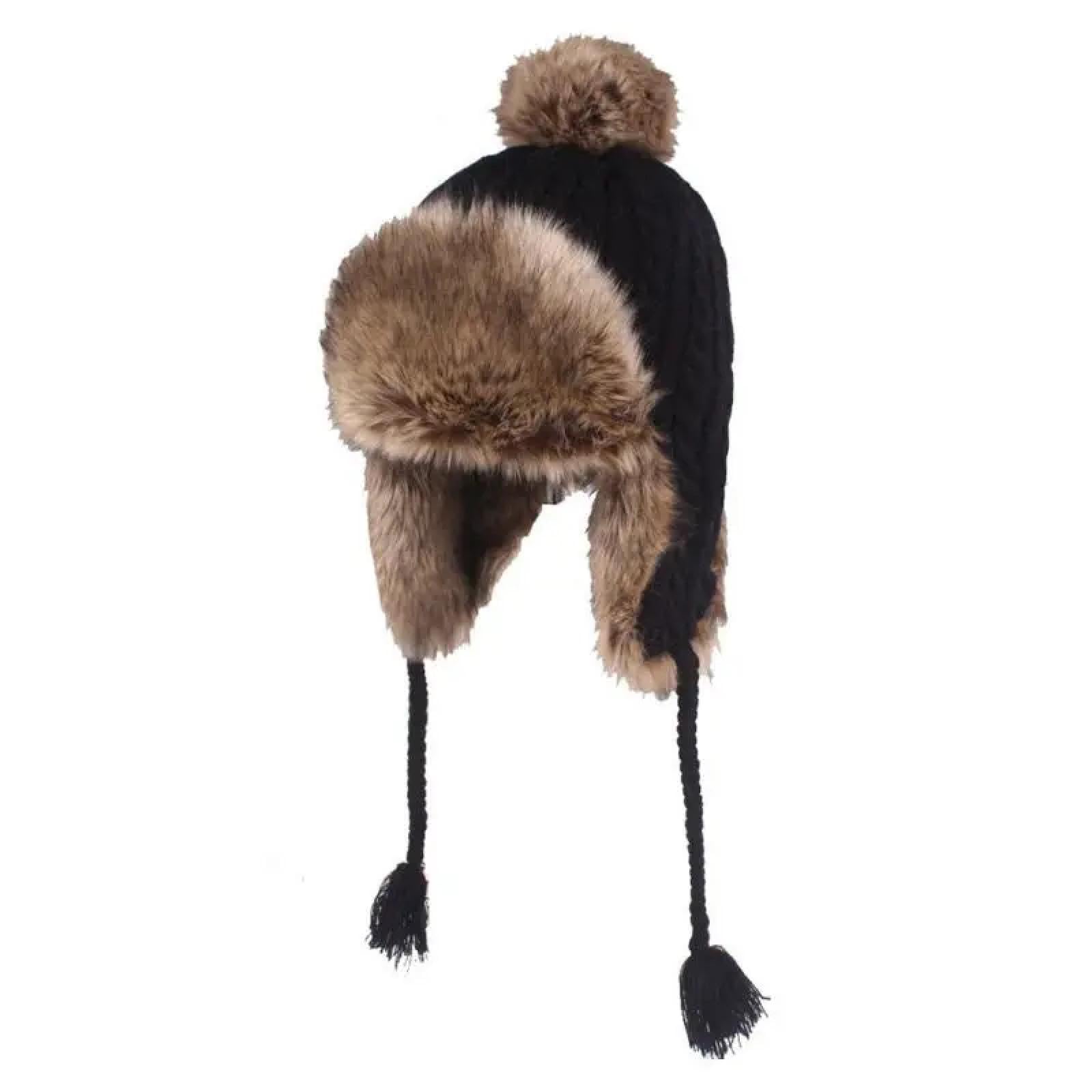 Czapki Czapki Skullies Czapki Beanie Jesień Zima Kobiety Czapka z uszami Gruba Ciepła Czapka Zimowa Damska Dzianinowa Rosyjska Czapki z Warkoczami Wiatroszczelna Czapka Narciarska
