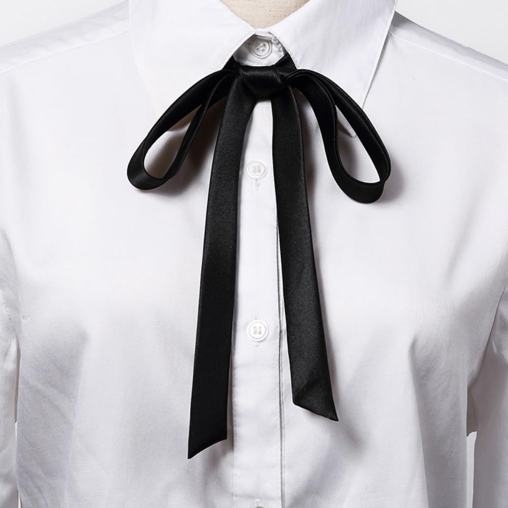 Black Bow Tie for Women Girl, Black Pre-tied Necktie Women Tie Wedding Party Ceremony Accessories