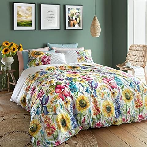 Voyage Maison Sunflower Summer 100% Cotton Double Duvet Cover Set Bed Bedroom Bedding Cover