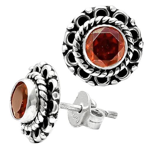 Natural Multi Stone Round Shape 925 Silver Stud Earrings DGE1068 E-5057