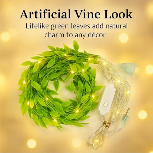Image of MIRADH Diwali Fairy Lights Leaf Curtain String Light, 180 LED Artificial Leaf Vine with 8 Modes for Diwali, Navratri, Christmas & New Year Home & Party Decor (10x3 ft) (1, Warm White)