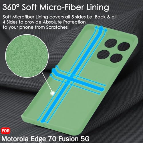 Image of TheGiftKart Genuine Liquid Silicone Back Cover Case for Motorola Moto Edge 70 Fusion 5G | Soft Micro-Fibre Lining Inside | Camera Protection Bump | Shockproof Back Cover Case (Silicone, Green)