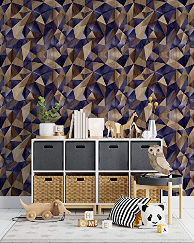 Image of DWELLSINDIA 3D Wood Style Self Adhesive Peel and Stick PVC Wallpaper Waterproof, Scratch Resistant, Laminated (41CM X 244CM, Purple & Brown)