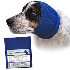 Happy Hoodie The Original Dog & Cat Calming Band, Anxiety Relief/Noise Protection-Grooming-Thunder-Fireworks (Large, Blue)