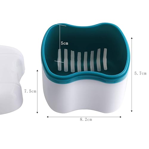 Miniatura 2 de Estuche de baño para dentaduras postizas con cesta, caja de limpieza de baño, contenedor para remojo de vasos, retenedor, soporte para dentaduras
