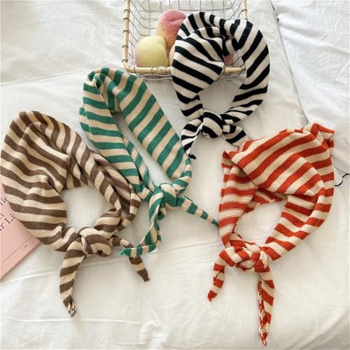 Yizelli Triangle Knit Scarf for Women Warm Stripe Scarf for Spring Fall Winter4