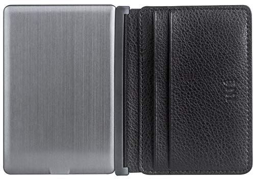 InÃ© Power Wallet 3,000 mAh Ultra Thin 4-RFID Credit Card Slots Recycled Leather & Brushed Aluminum (Intense Black)
