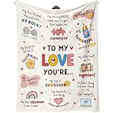SECOGM Valentinrs Gifts for Him Her, Girlfriend Boyfriend Gifts on Valentines Anniversary Birthday, Anniversary Love Gifts for Women Men, Cute Couple Blanket 50X60in