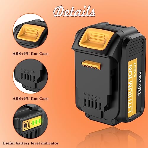 Powayup 2 × 18V Sostituzione per Dewalt batteria