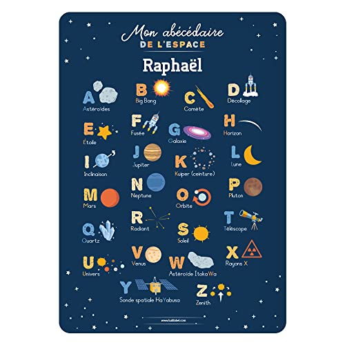Ludilabel Poster Éducatif Abécédaire - 41,5 x 29,2 cm - Support d'apprentissage Personnalisé - Espace