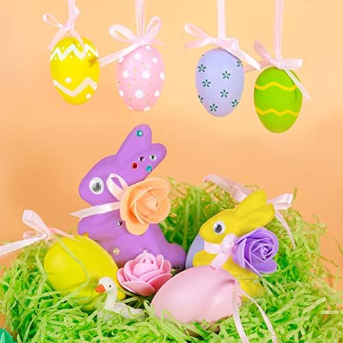 Csyidio 50 Pieces Easter Crafts for Kids with 8 Pieces Easter Foam Bunny, 4 Pieces Easter Eggs, 2 Sets Paints, Instructions and others Accessories for Spring Easter Decoration Easter Gifts