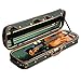 MI&VI NW-9001 Professional Hard-Shell Wooden Violin Case 4/4 (Full Size) Luxury Silk Interior | Solid Wood | Oblong Shape | Sheet Pocket | Adjustable Straps | Hygrometer | Thermometer (Green - Wood)