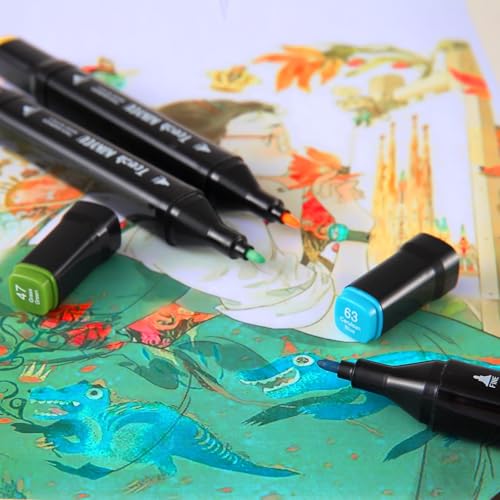 Image of SOSINYA 80 Colours Alcohol Marker, Alcohol Marker with Double Tip, Quick Drying in One Second, with Carry Bag, for Artists and Adults to Colour in (MK80)