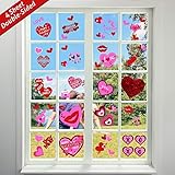 Tifeson 100 PCS Valentine's Day Window Clings Heart Static Stickers Decal - Removable Valentines Wedding Window Decals - Valentines Decorations