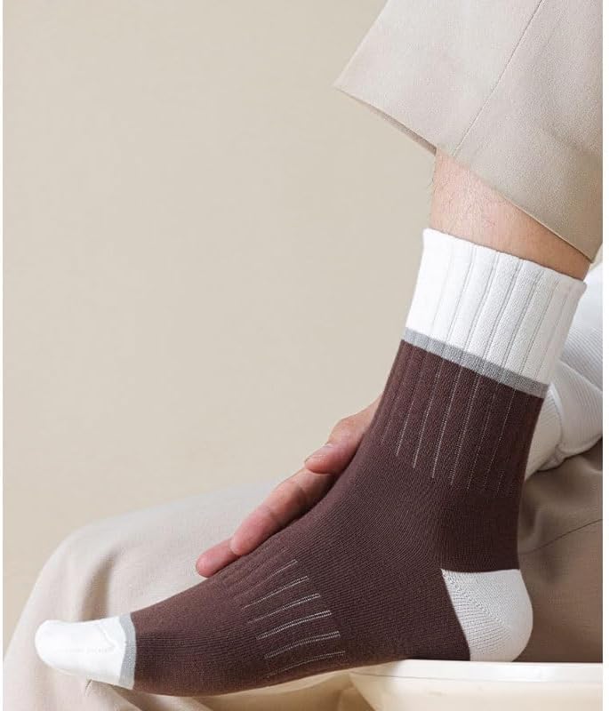 5 Pairs of Men's Autumn Winter Collection in Solid Colors Socks Thickened and Warm Business Cotton Sockss