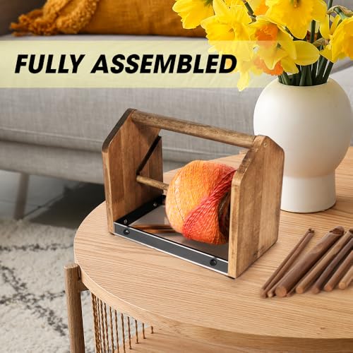 Image of J JACKCUBE DESIGN Wooden Yarn Holder with Storage Tray and 12 Crochet Hooks, Anti-Slip Yarn Dispenser for Knitting & Crochet, Portable Organizer for Craft Supplies(Black) - MK1310A