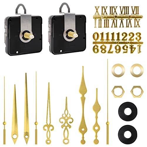 Qlouni 2 Pieces Quartz Diy Wall Clock, 2 Clock Numerals, Movement Mechanism Battery Operated Clock Motor Kit With 3 Different Pairs Of Clock Hands For Diy Clock Repair #TOP9