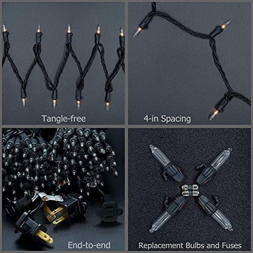 Yuletime Clear Christmas Lights With Black Wire, 66 Feet 200 Count Ul Certified String Lights, Pack Of 2 Sets 33 Ft 100 Count Incandescent Mini Light Set (Clear - Black Wire) #TOP5