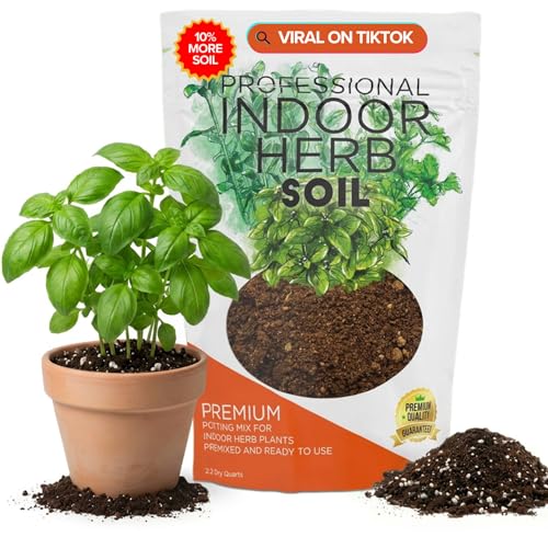 Professional Indoor Herb Soil Mix Large 2.2 Quarts Ready to Use, Premium Potting Soil for Basil Mint Rosemary Thyme Parsley, Peat Moss Coco Coir Perlite Dolomite Indoor Garden Soil Made in USA