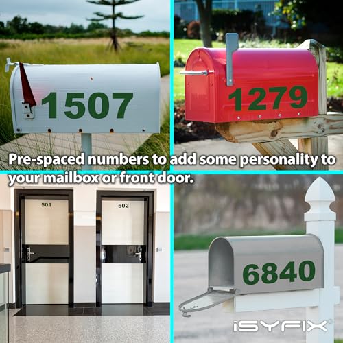 image for iSYFIX Green Vinyl Numbers Stickers - 5 Inch Self Adhesive 2 Sets - Pr