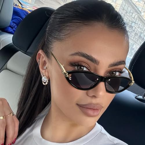 Trendy Cat Eye Women's Sunglasses with Gold Accents, Vintage Cateye Sun Glasses for Daily & Vacation Wear2