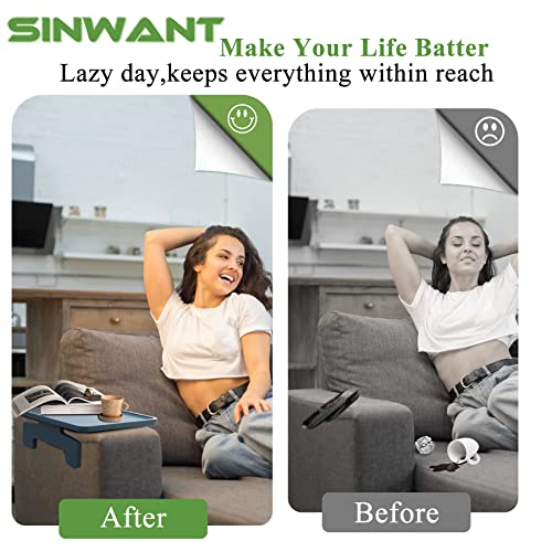 SINWANT Sofa Arm Clip Tisch, Sofa Arm Tray Tisch für Couch, Armlehne Tisch geeignet für Home Drinks/Essen/Obst, Sofa Tablett Tisch für Couch Tablett, Couchtisch & Beistelltische für kleine Räume, blau – Bild 4