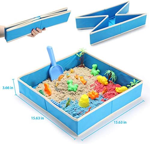 Play Sand: Theefun 46Pcs Sand Toys Set with 3lbs Colored Sand-Beach Sand,Foldable Cloth Sandbox, Castle Tools, Dinosaur Figures-Sand Art Kits for Toddlers Boys Girls Gifts 5 51bSzDW RWL. AC