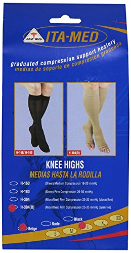Image of ITA-MED I H-304(O)(2) L B Microfiber Knee Highs, Beige, Large