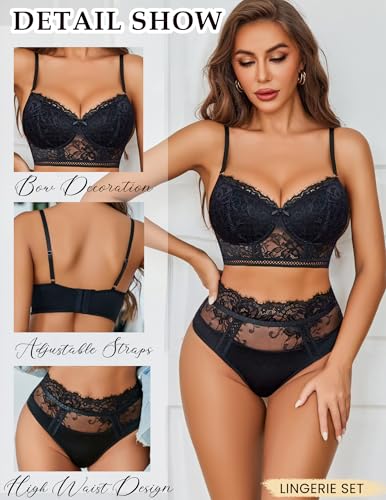 Avidlove Lingerie Sets for Women Bra and High Waist Panty Set 2 Piece Lace Babydoll Outfits S-XXL4