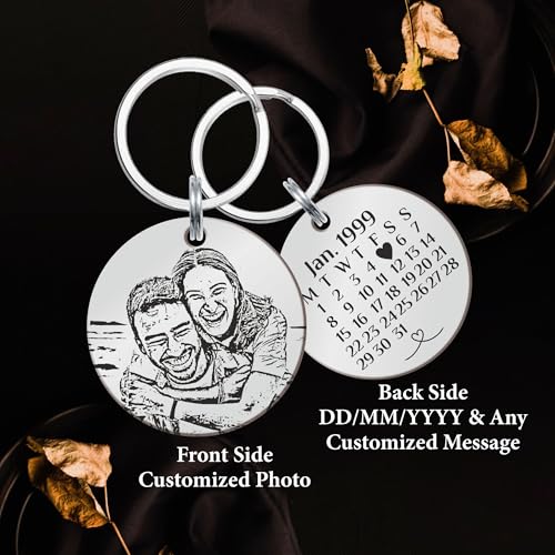 Image of Customised Photo Engraved Keychain For Loved ones | Best For Gift | Valentine's Day Gift, Birthday Gift | Silver