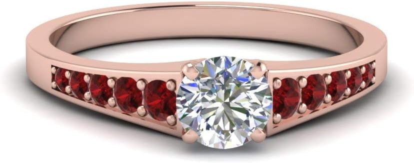 Choose Your Gemstone Graduated Diamond CZ Ring Rose Gold Plated Round Shape Side Stone Engagement Rings Everyday Jewelry Wedding Jewelry Handmade Gifts for Wife US Size 4 to 12