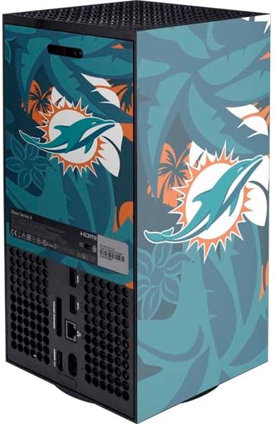 Skinit Decal Gaming Skin Compatible with Xbox Series X Console - Officially Licensed NFL Miami Dolphins Tropical Print Design