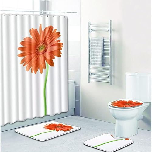 Juego de 4 alfombrillas de baño de crisantemo Banyo antideslizantes, Banheiro lavables, alfombra de baño, como se muestra en la imagen 0.148in x