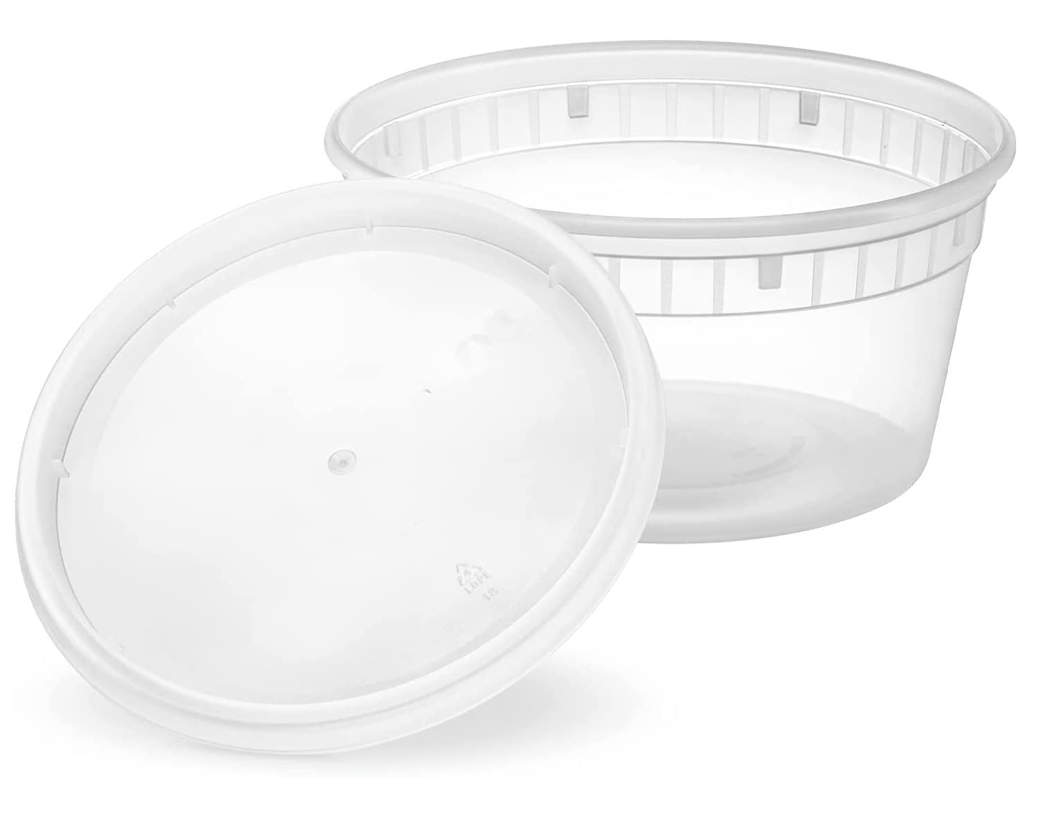 Mr Miracle8OZ Deli Containers with Lids - 96 Pack of 8 oz Clear Airtight Reusable Plastic Food and Multi-Purpose Deli Containers - Microwave, Freezer, and Dishwasher Safe