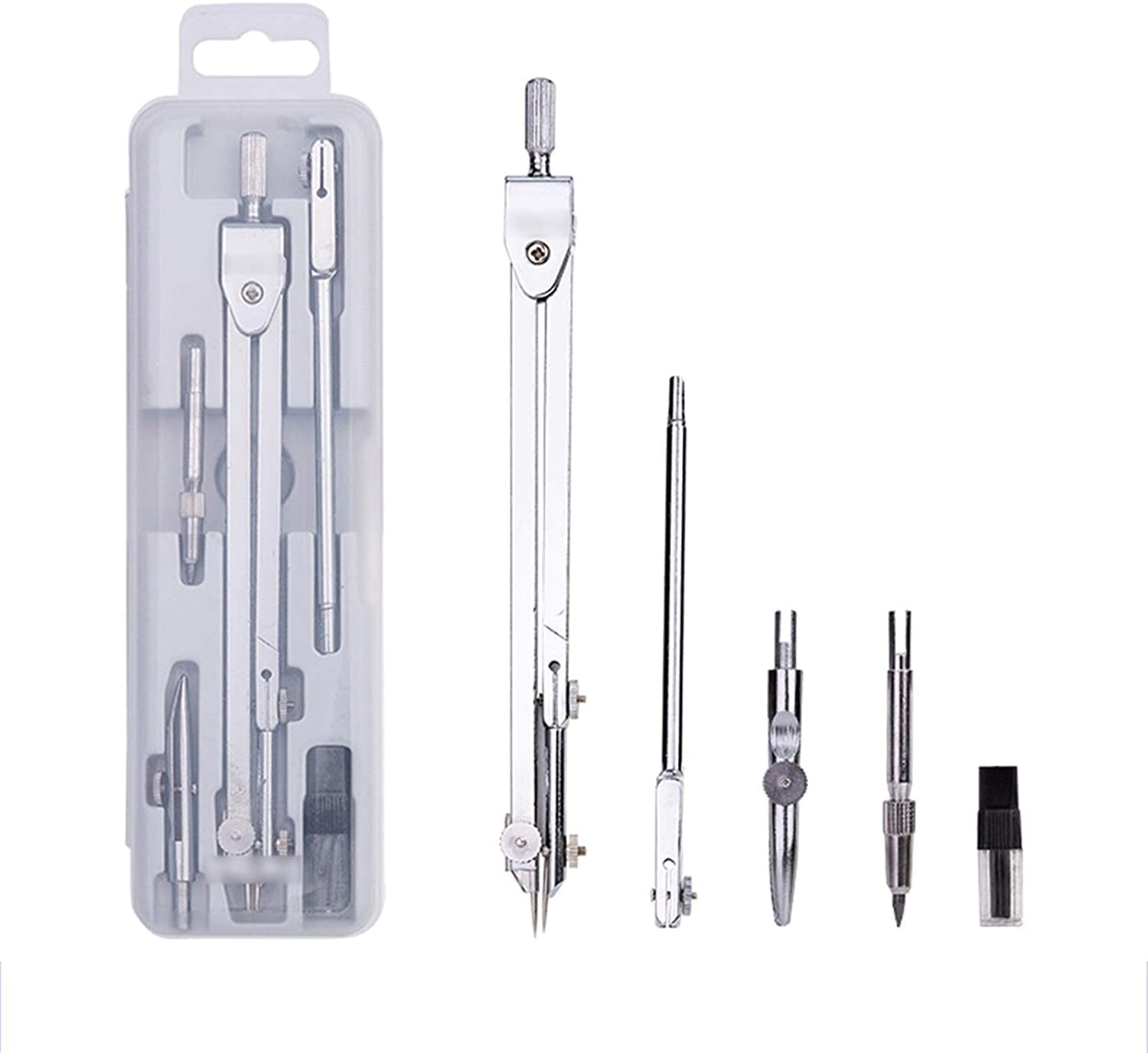 AKAZI Geometrie-Set Professionelles Zeichenkompass-Set Federbogen-Kompass mit Schloss für Geometrie-Zeichenwerkzeuge Zeichensätze für Ingenieur-Studentenzirkel und Winkelmesser (Color : A) (B)