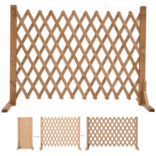 Nisorpa Lot de 2 panneaux de clôture extensibles en bois massif pour clôture de jardin, rétractable, autoportante, pour animaux domestiques, 34 à 160 cm