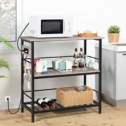 image for HOOBRO Kitchen Island with Storage, Kitchen Island Table with Power Ou