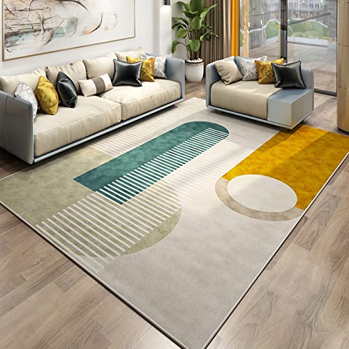 Tappeto tappeti soggiorno moderni tappeto da soggiorno moderno senape verde crema giallo design a righe geometriche tappeto bimba cameretta tappeti antiscivolo 200x300cm