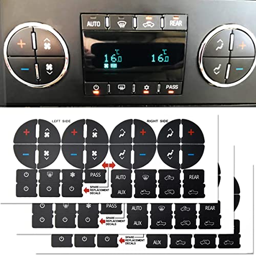 TIHOOD 3PCS A/C Dash Button Repair Kit Sticker Fit Replacement Adhesive for Ruined Faded Auto Climate Control Decals