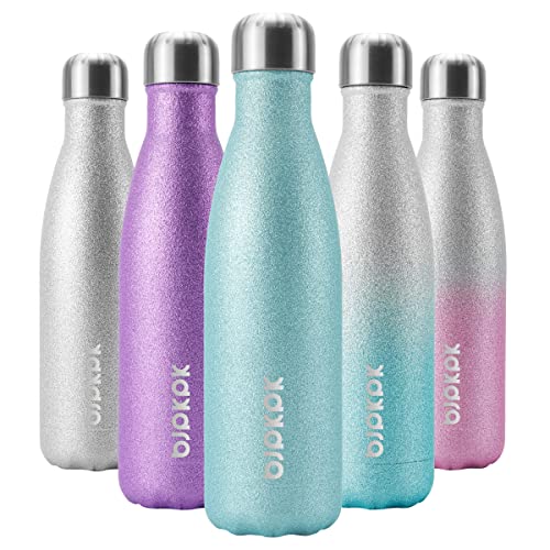 Image of BJPKPK 17oz Insulated Water Bottles Stainless Steel,Sports Water Bottles Keep Cold for 24 Hours and Hot for 12 Hours,BPA Free,Glitter Ice Blue