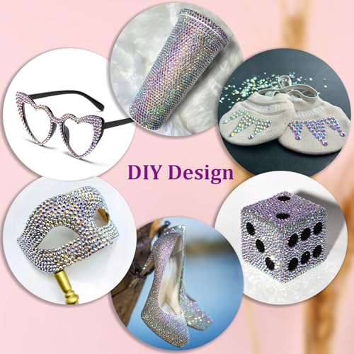 Image of 25000Pcs Resin Rhinestones for Crafting, AB 2-6mm Mixed Sizes Non Hotfix Flatback Gems with 1Pcs Glue, Bedazzling Crystal for DIY Craft Clothing Mugs Tumblers Shoes Fabric Decor Nail Art