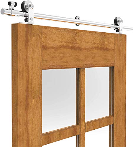 CCJH 12FT/366cm Acciaio Inossidabile Binario per Porta Scorrevole Kit Acciaio Inox Accessori per Una Porta Scorrevoli di Legno