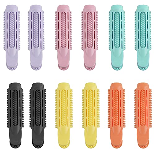Volumizing Hair Root Clips Set of 12, Natural Fluffy Hair Clip Self Grip Root Volume Hair Curler Clip, 6 Colors Curly Hair Styling Tool Hair Rollers Small And Easy to Carry